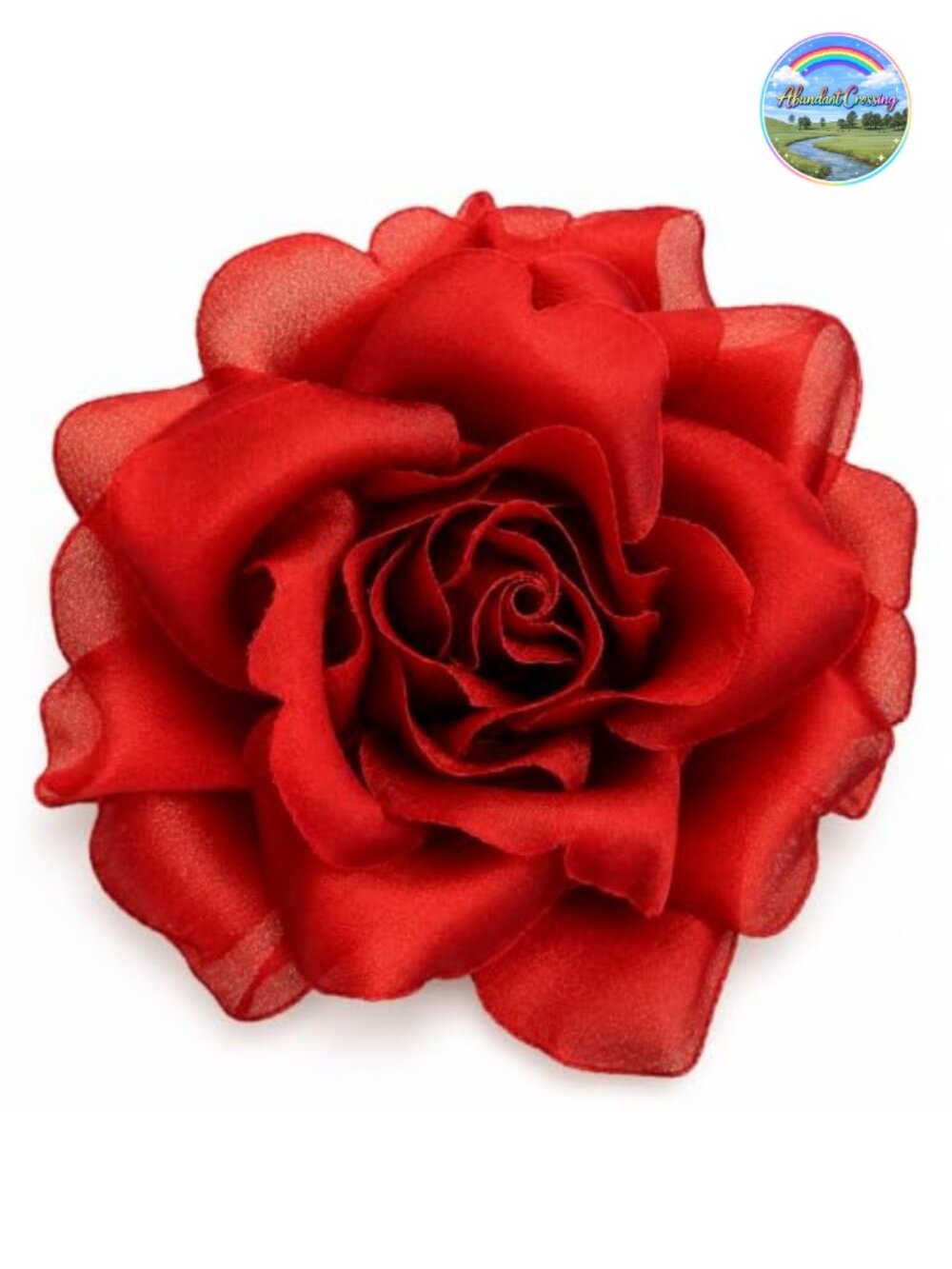 Handmade Silk Fabric Rose Brooch Pin Lapel Floral Accessory 3.5 Inch